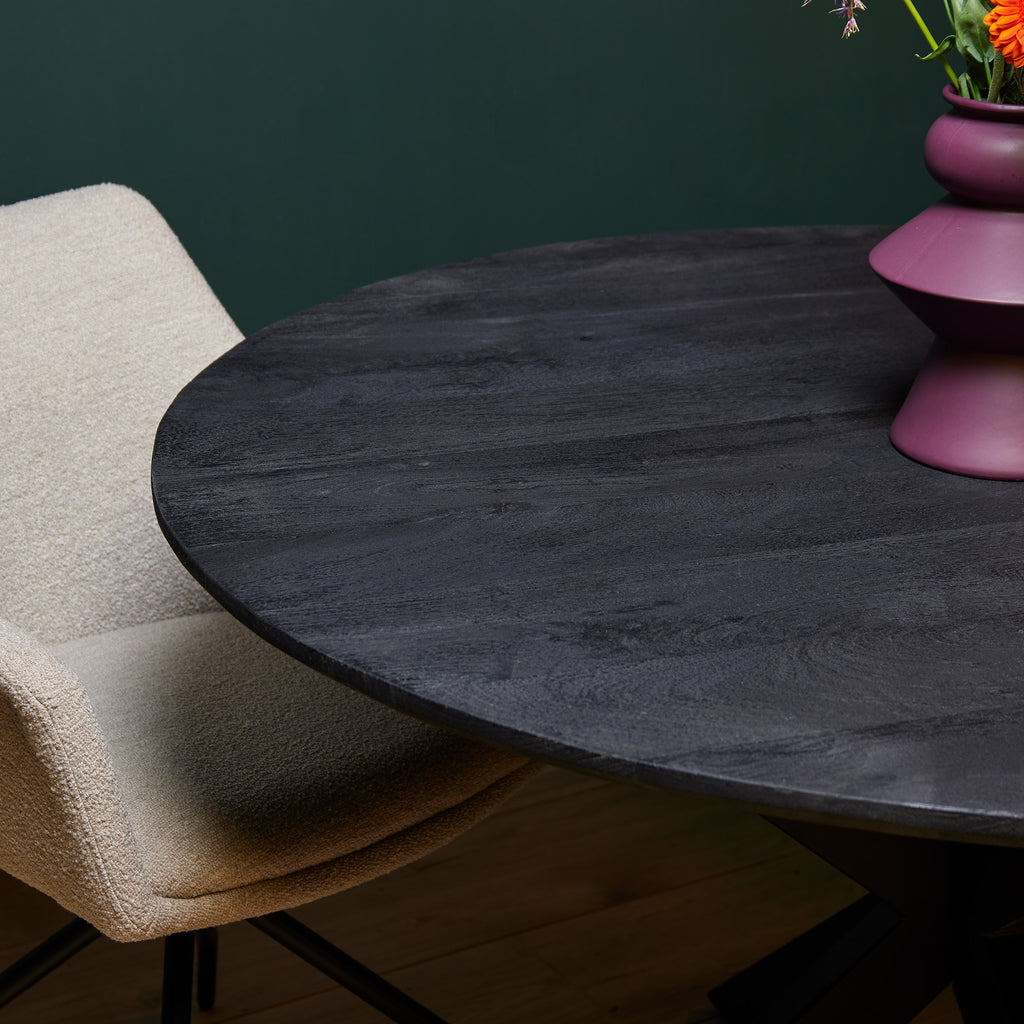 Eettafel New York | Rond Ø120 | Mango zwart
