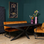 Eettafel New York | Gezandstraald blad | Mangohout zwart