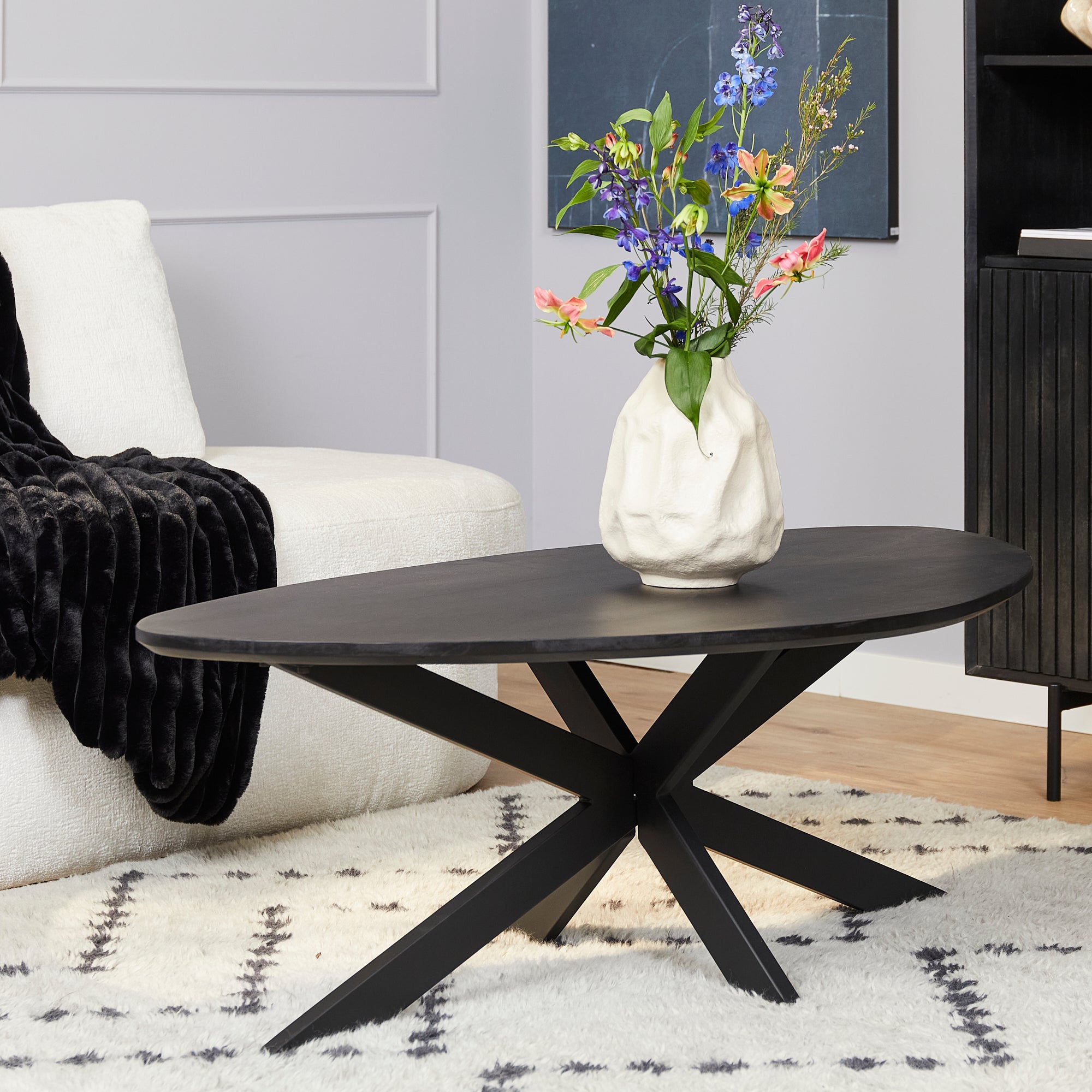 Salontafel New York | Druppel | Mangohout mat zwart