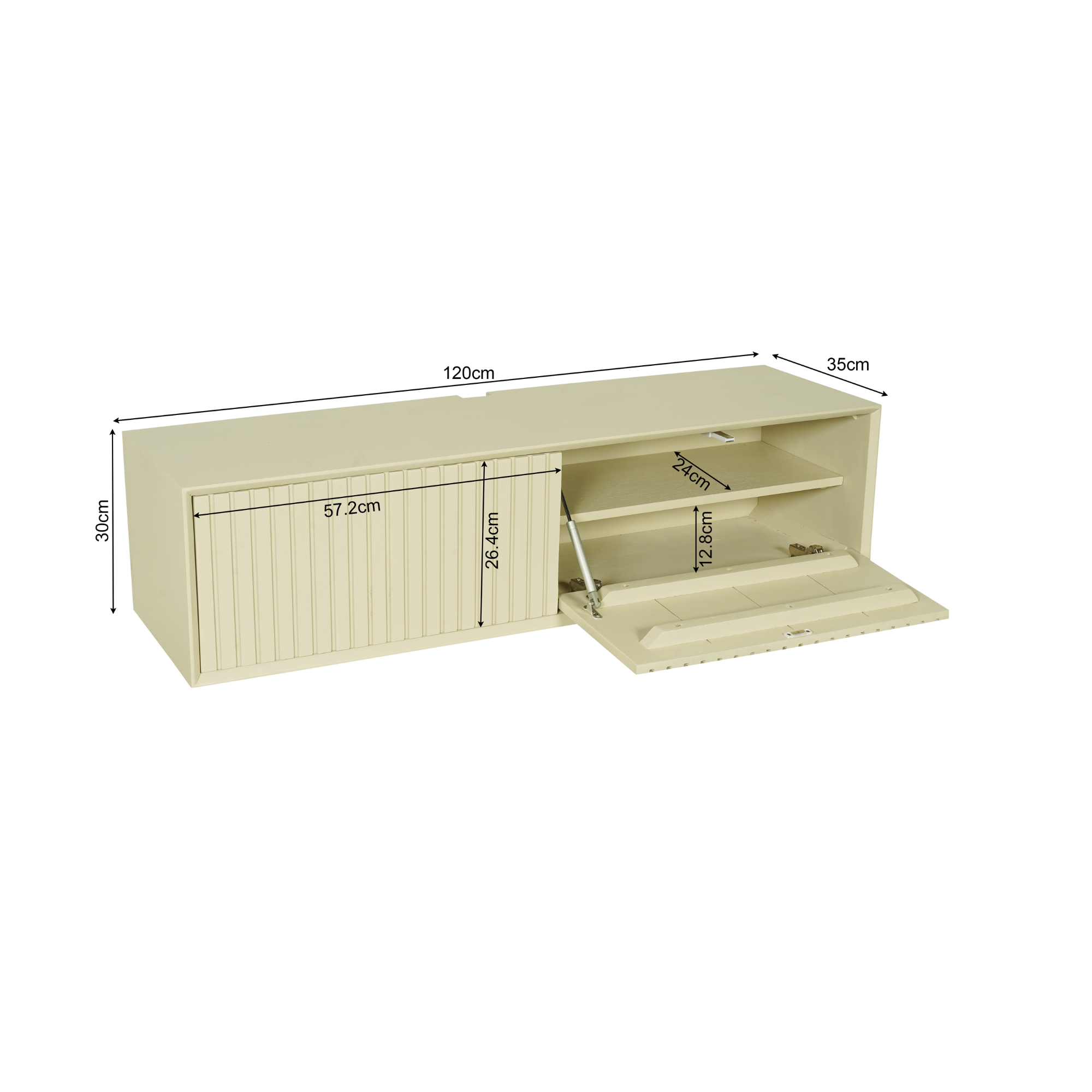 Zwevend tv-meubel Madison Sand | Mangohout | 120 cm