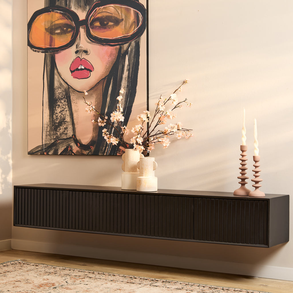 Tv-meubel Zwevend | Latten | Mangohout Black