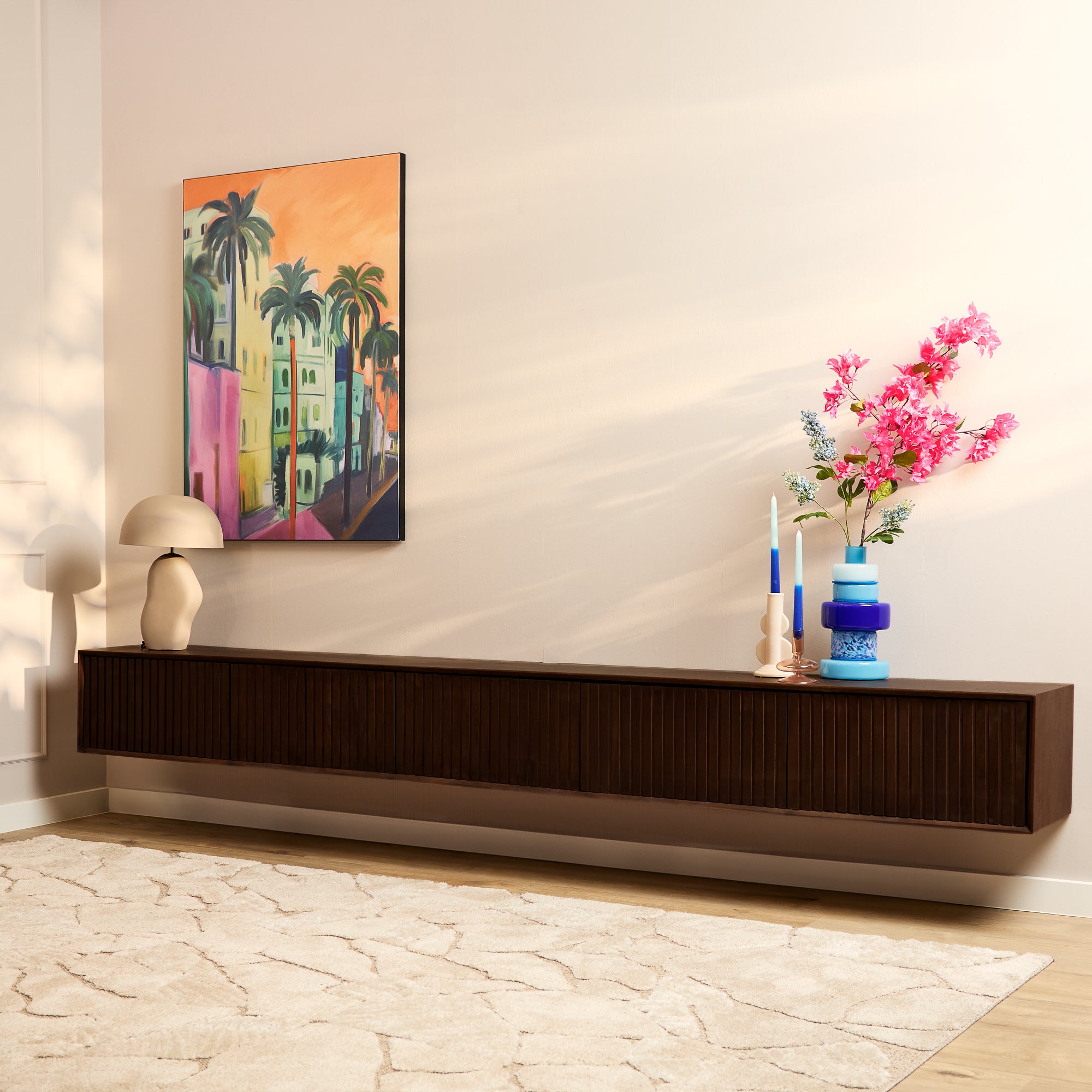 Zwevend tv-meubel Madison | 280 cm | Mango Brown