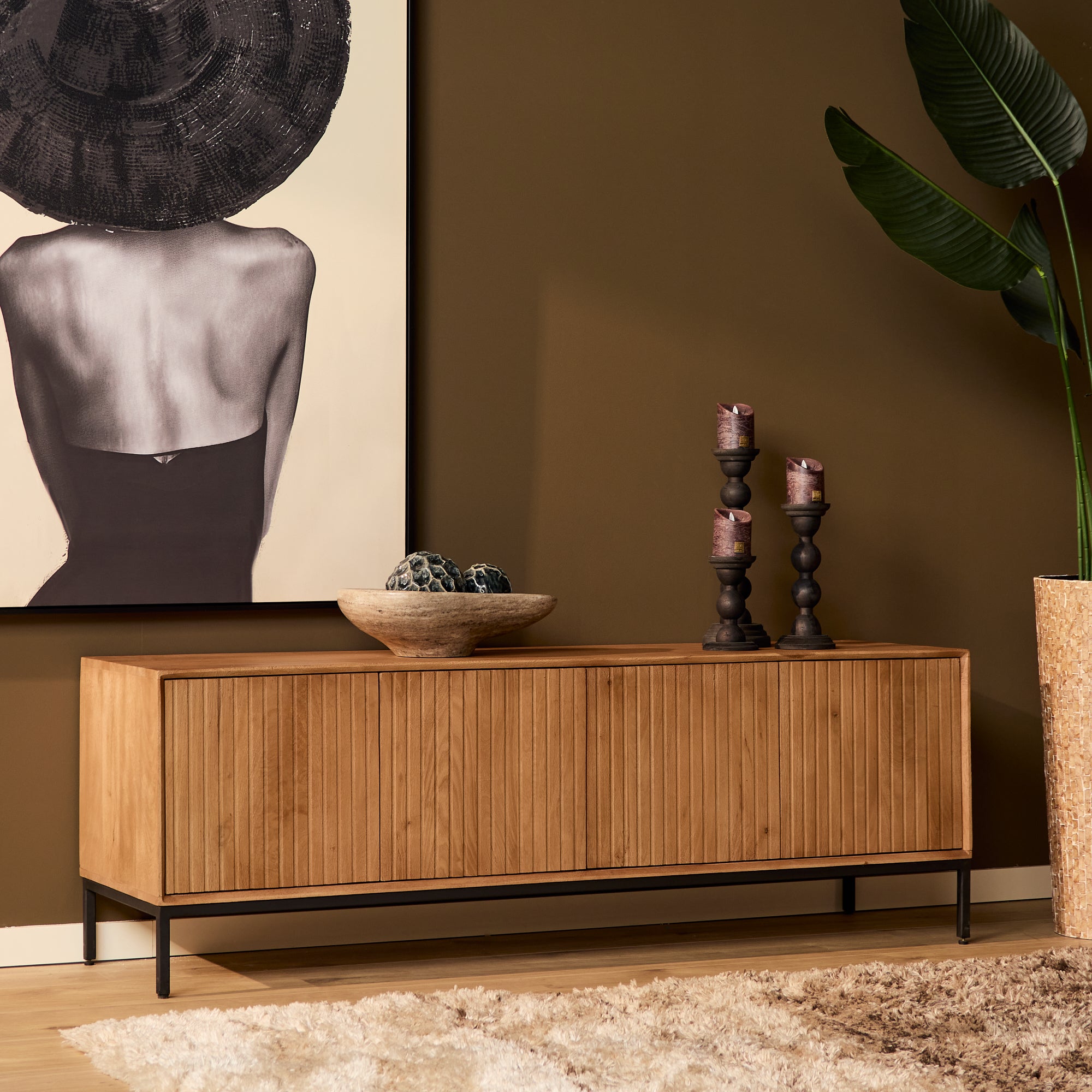 Tv-meubel Madison Natural | 4-Deuren | Mango
