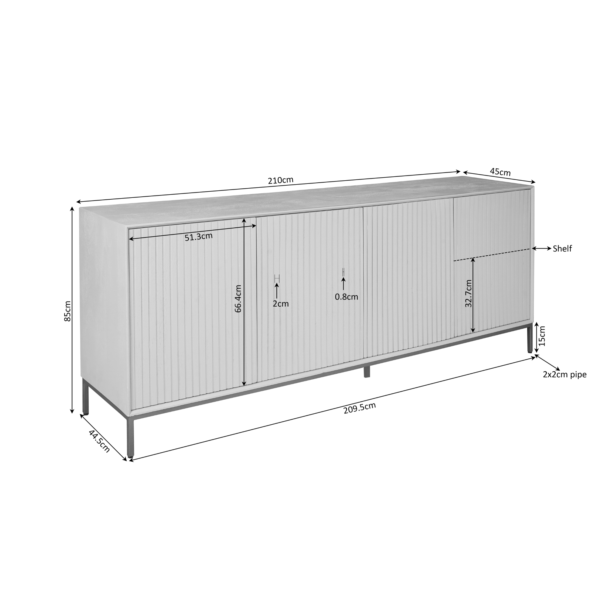 Dressoir Madison | 4-Deurs | Mango naturel
