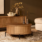Salontafel Madison | Rond | Mangohout naturel | 2 lades