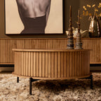Salontafel Madison | Rond | Mangohout naturel | 2 lades
