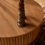 Salontafel Madison | Rond | Mangohout naturel | 2 lades