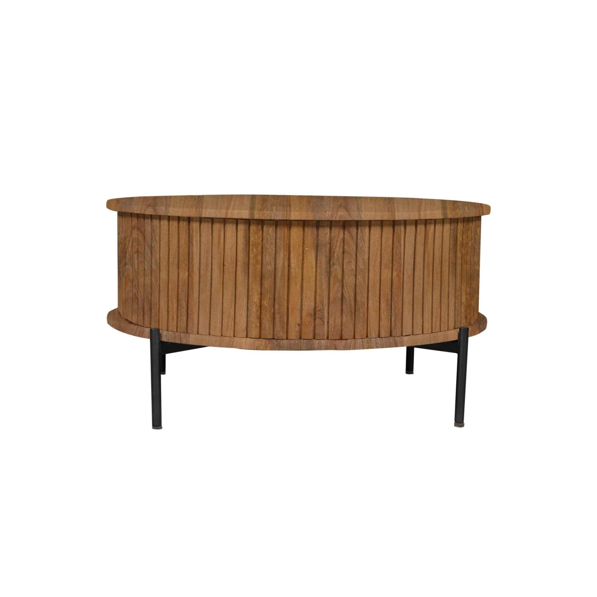 Salontafel Madison | Rond | Mangohout naturel | 2 lades