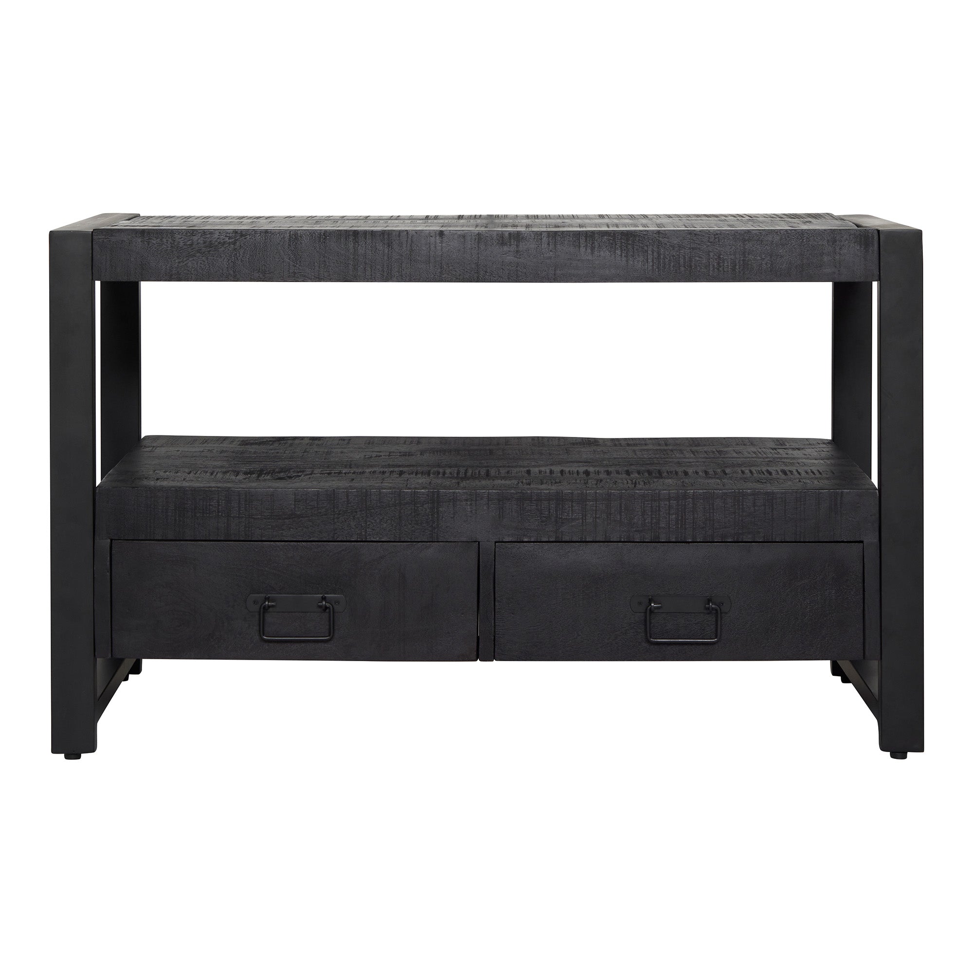TV-meubel Boaz | Mangohout | Zwart metalen frame