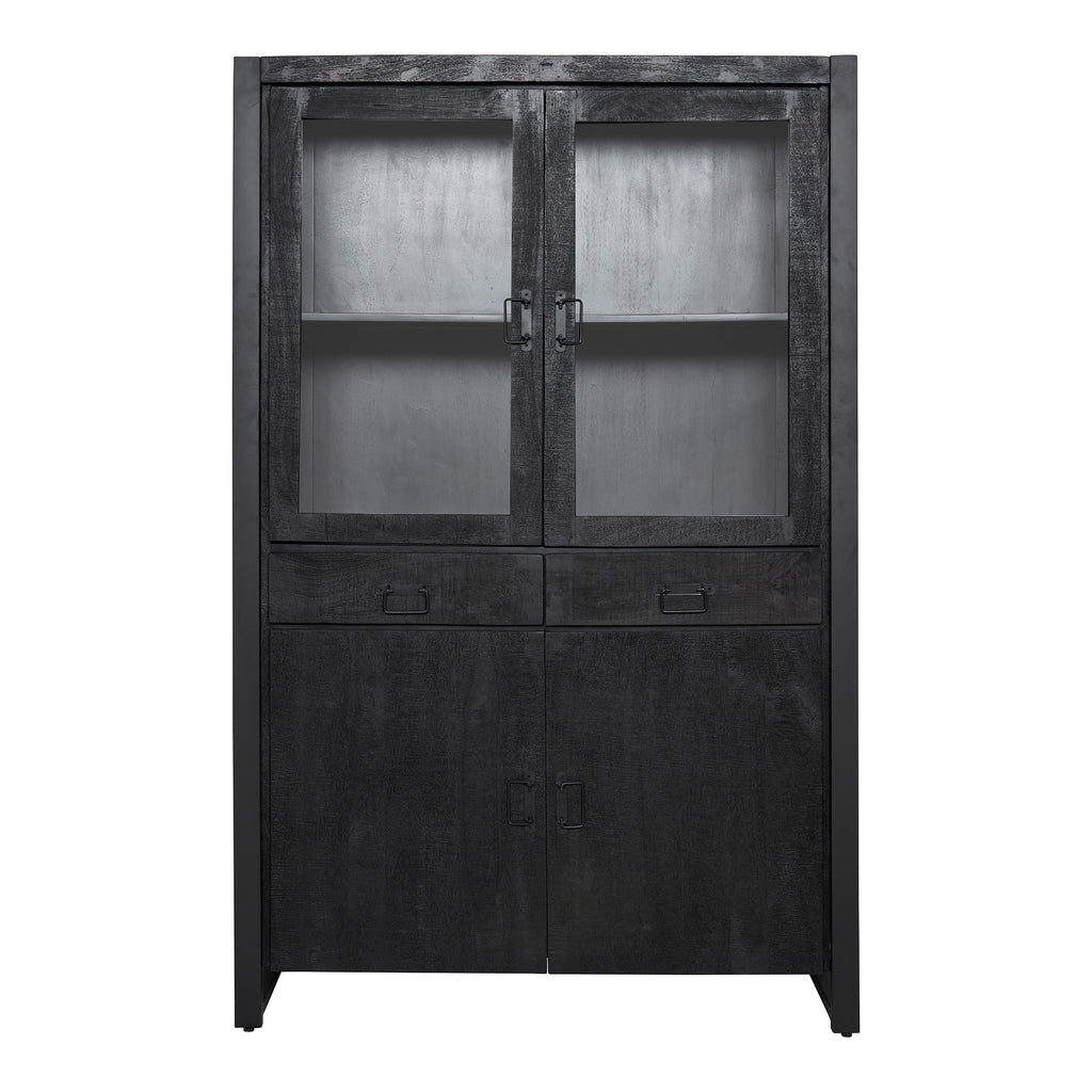Vitrinekast Boaz | Mangohout | Zwart 115x45x180