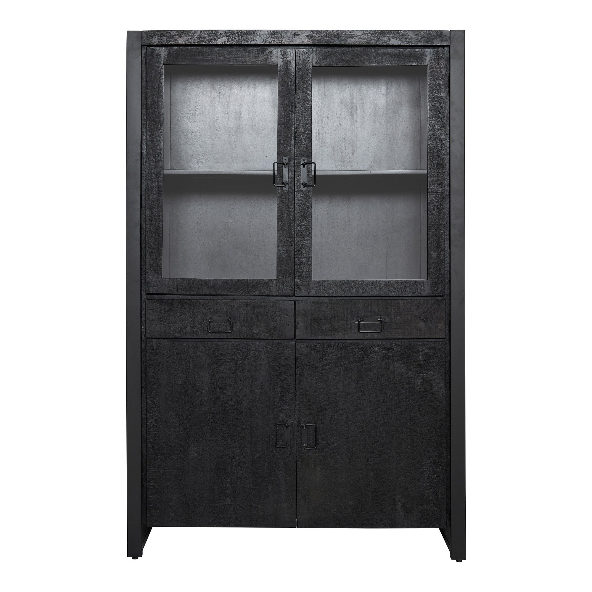 Vitrinekast Boaz | Mangohout | Zwart 115x45x180