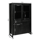 Vitrinekast Boaz | Mangohout | Zwart 115x45x180