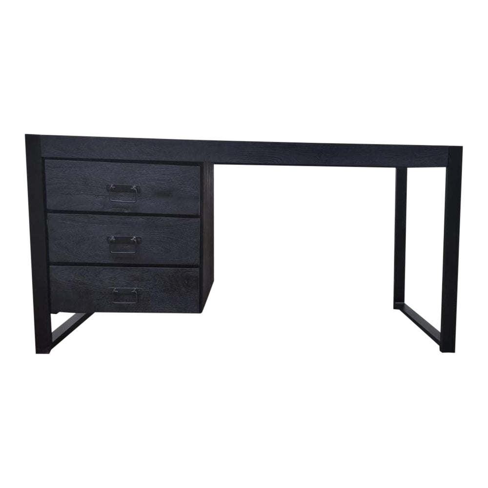 Bureau Boaz Black | 3 lades | Massief mangohout zwart