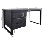 Bureau Boaz Black | 3 lades | Massief mangohout zwart