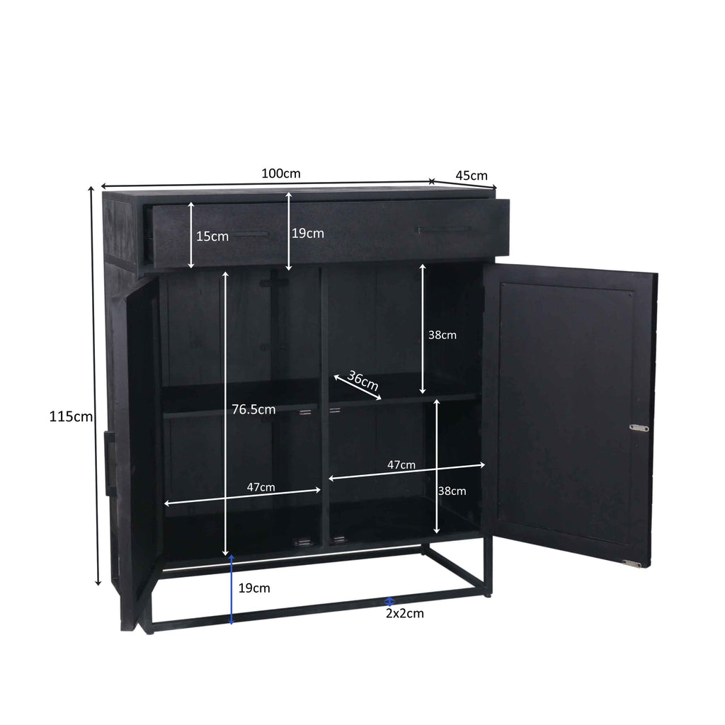 Kast New York | Mangohout en staal | 100 cm