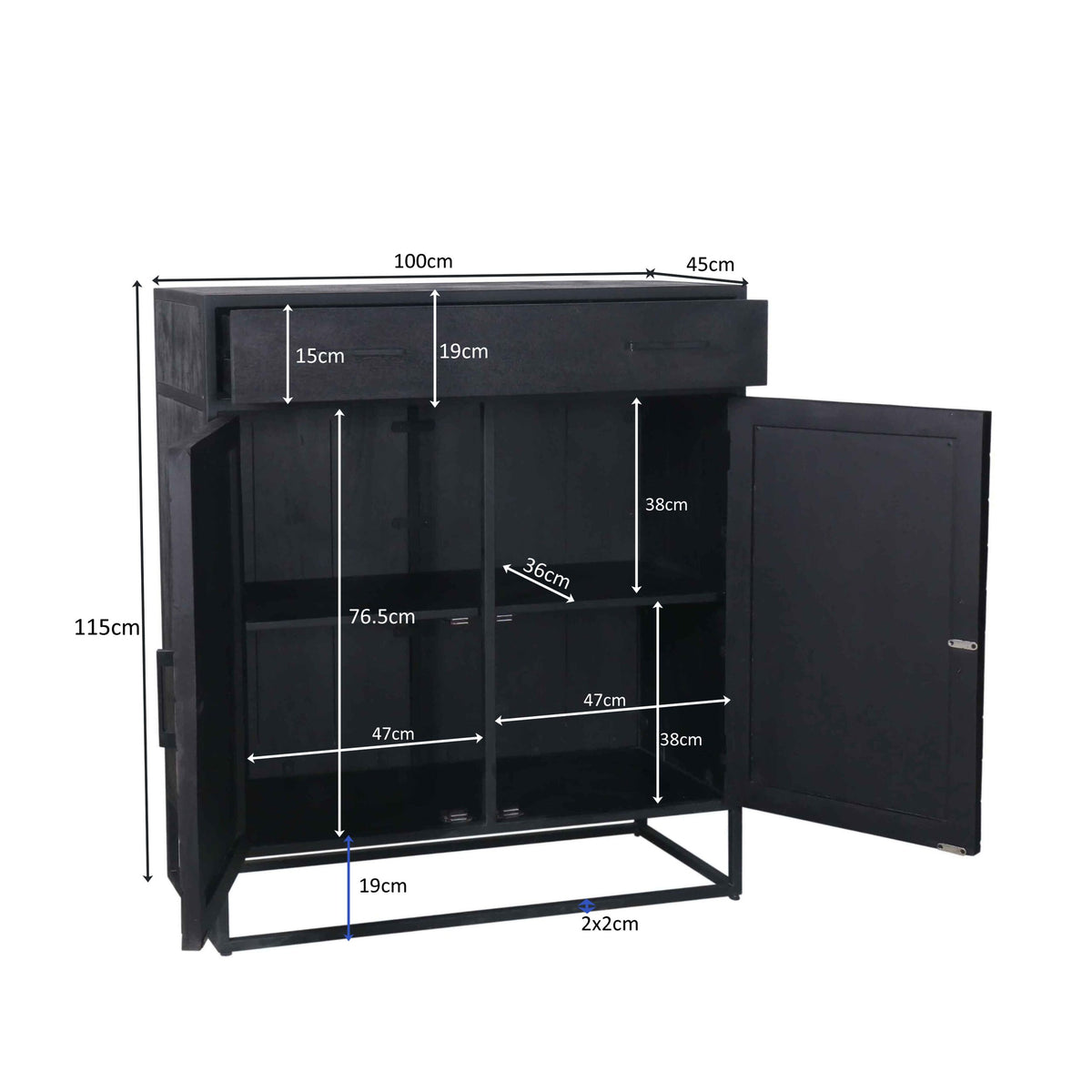 Kast New York | Mangohout en staal | 100 cm