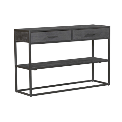 Sidetable New York | Mangohout | 2 Lades | Zwart
