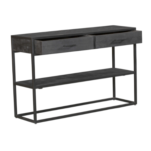 Sidetable New York | Mangohout | 2 Lades | Zwart