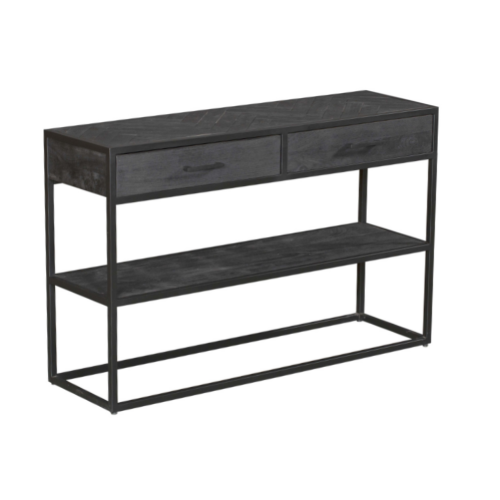 Sidetable New York | Mangohout | 2 Lades | Zwart