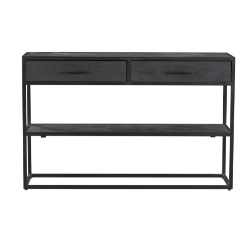 Sidetable New York | Mangohout | 2 Lades | Zwart