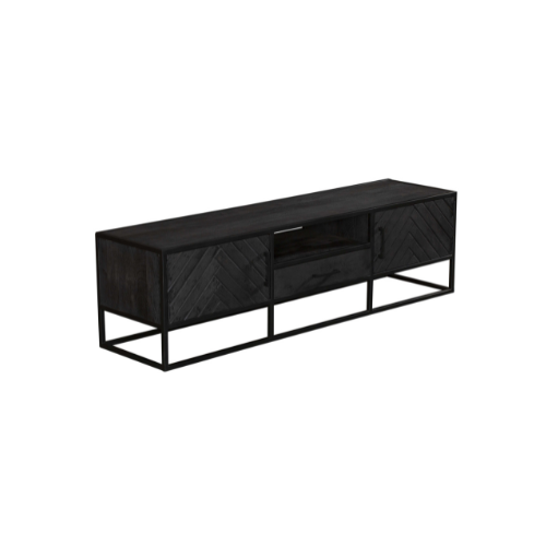 Tv-meubel New York | Visgraat | Mangohout zwart