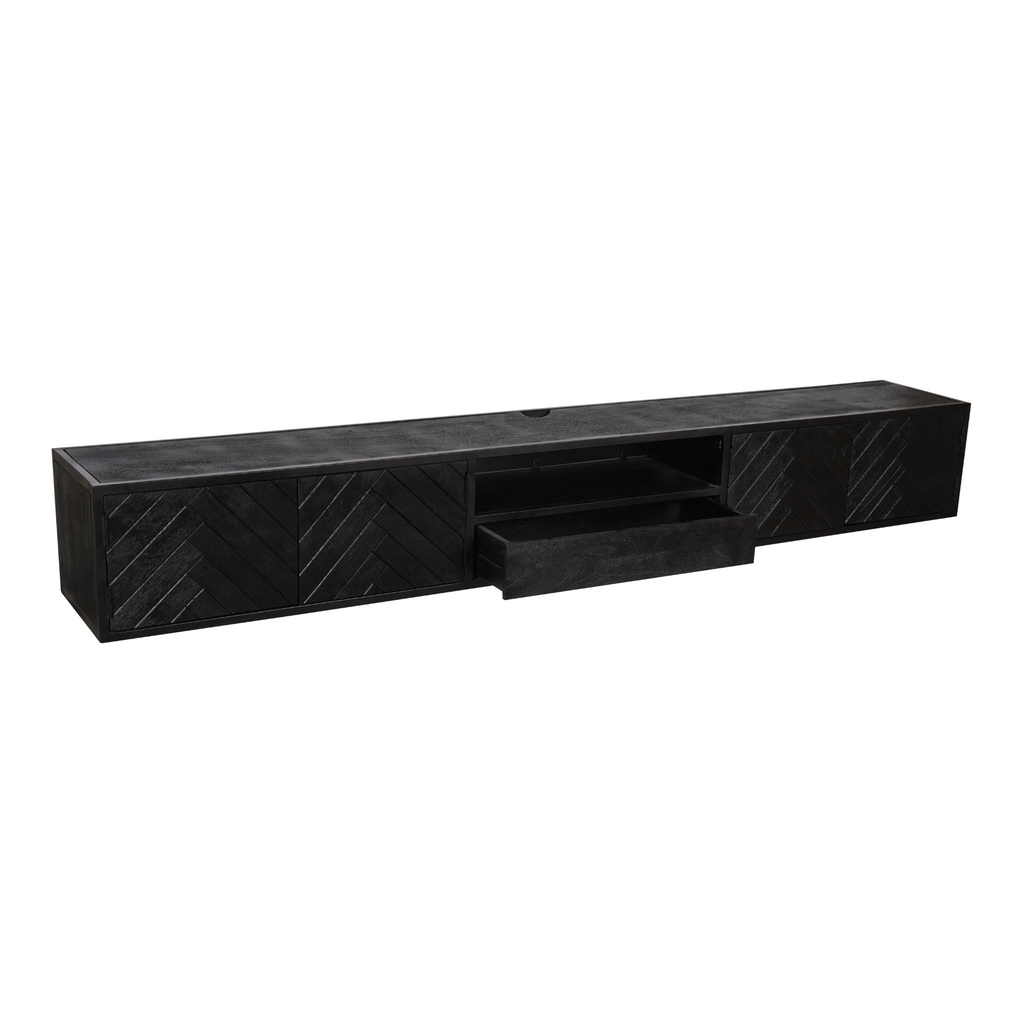 TV-Meubel Gezandstraald Mangohout | Zwevend | 280 cm