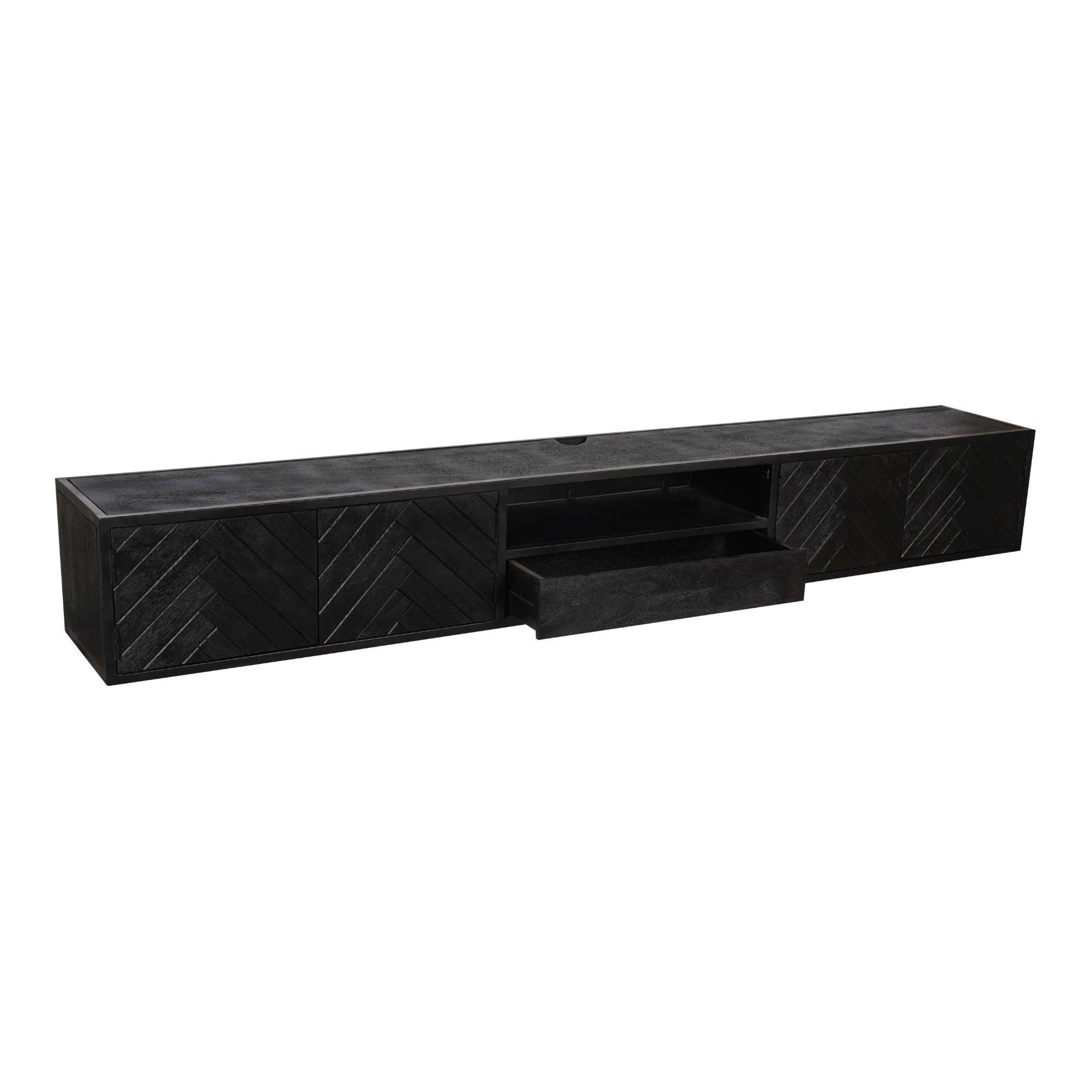 TV-Meubel Gezandstraald Mangohout | Zwevend | 280 cm