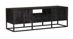 Tv-meubel Denver Zwart 145 cm | mangohout en staal
