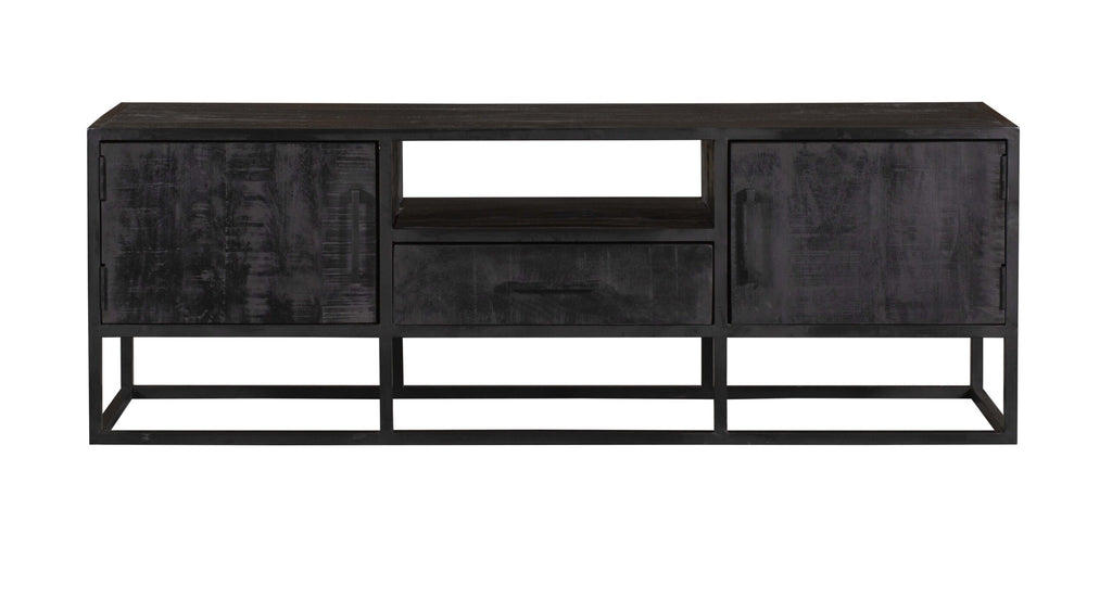 Tv-meubel Denver Zwart 145 cm | mangohout en staal