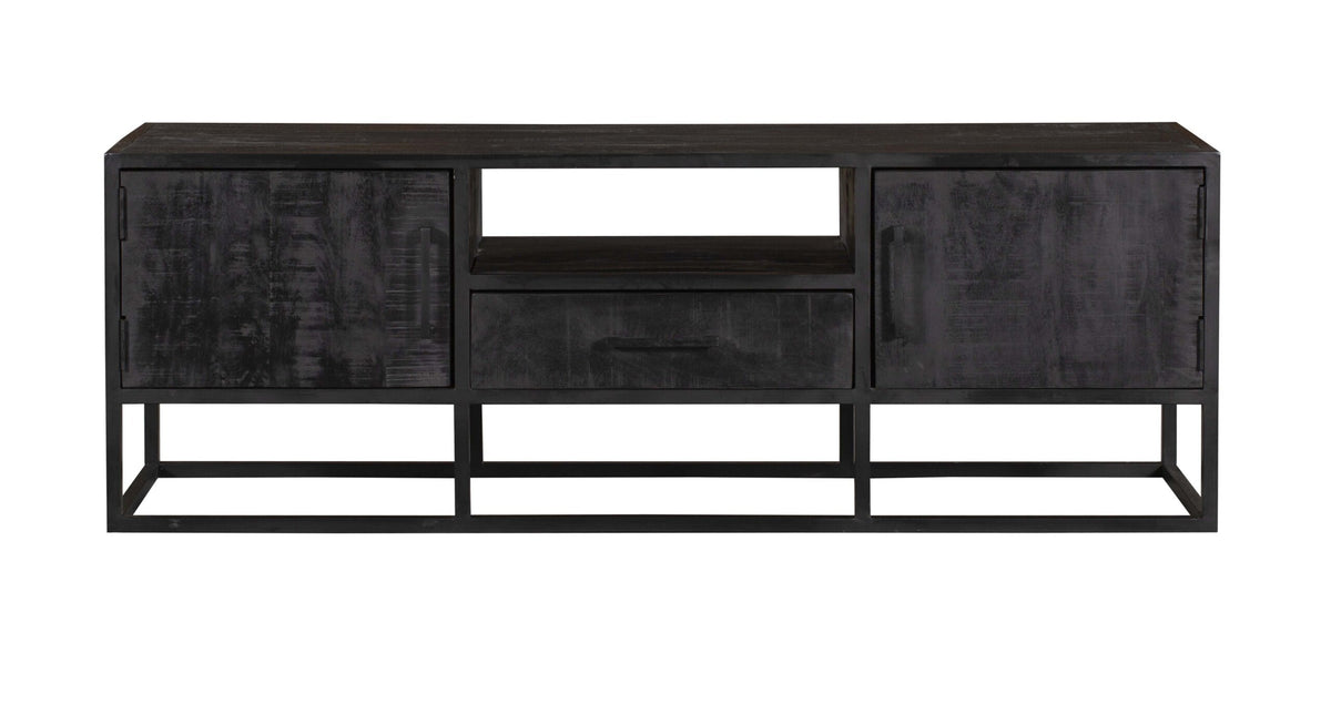 Tv-meubel Denver Zwart 145 cm | mangohout en staal