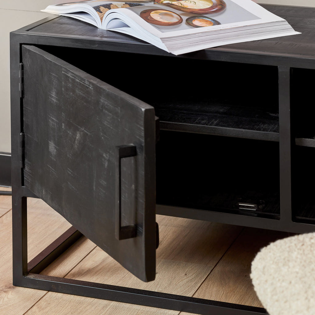 Tv-meubel Denver Black | 1 deur | Mangohout zwart
