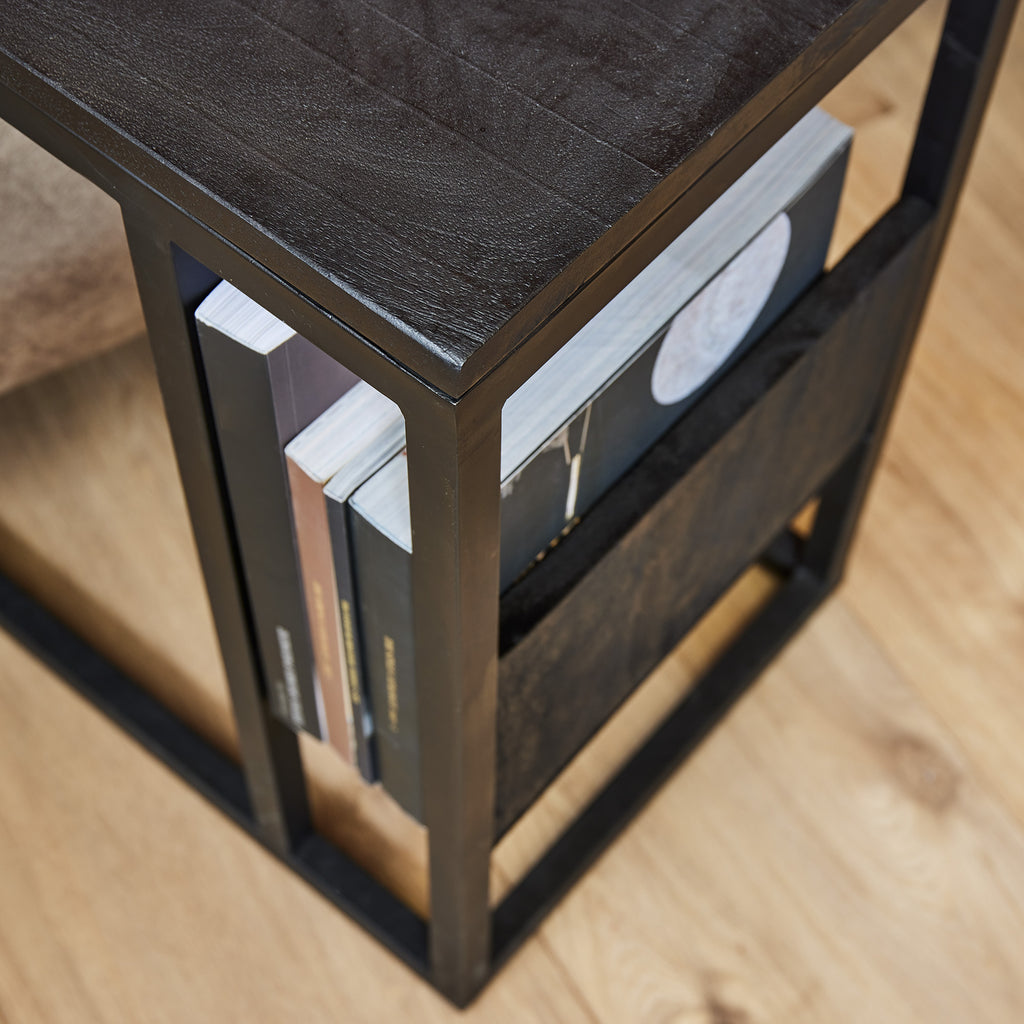 Slider Mangohout | Zwart Frame | Massief mango