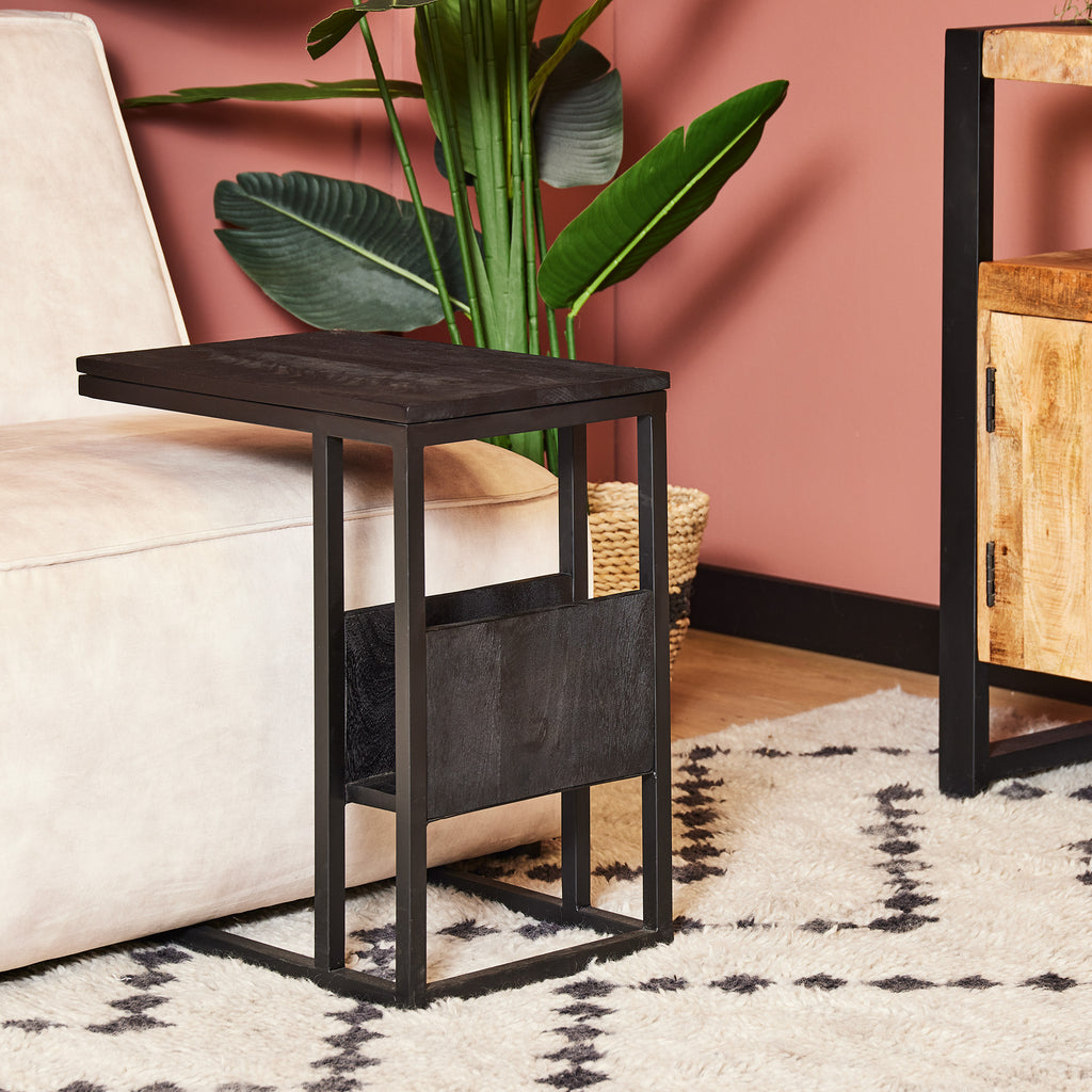 Slider Mangohout | Zwart Frame | Massief mango