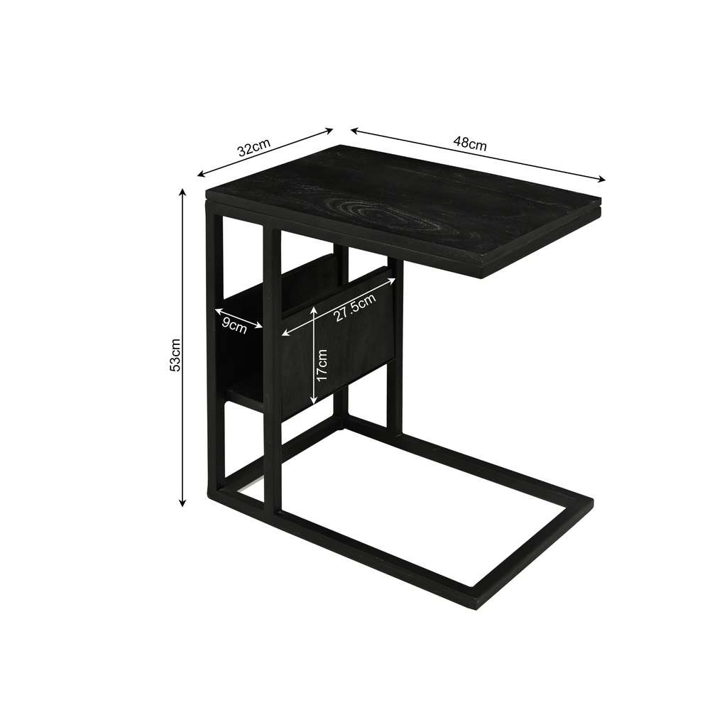 Slider Mangohout | Zwart Frame | Massief mango