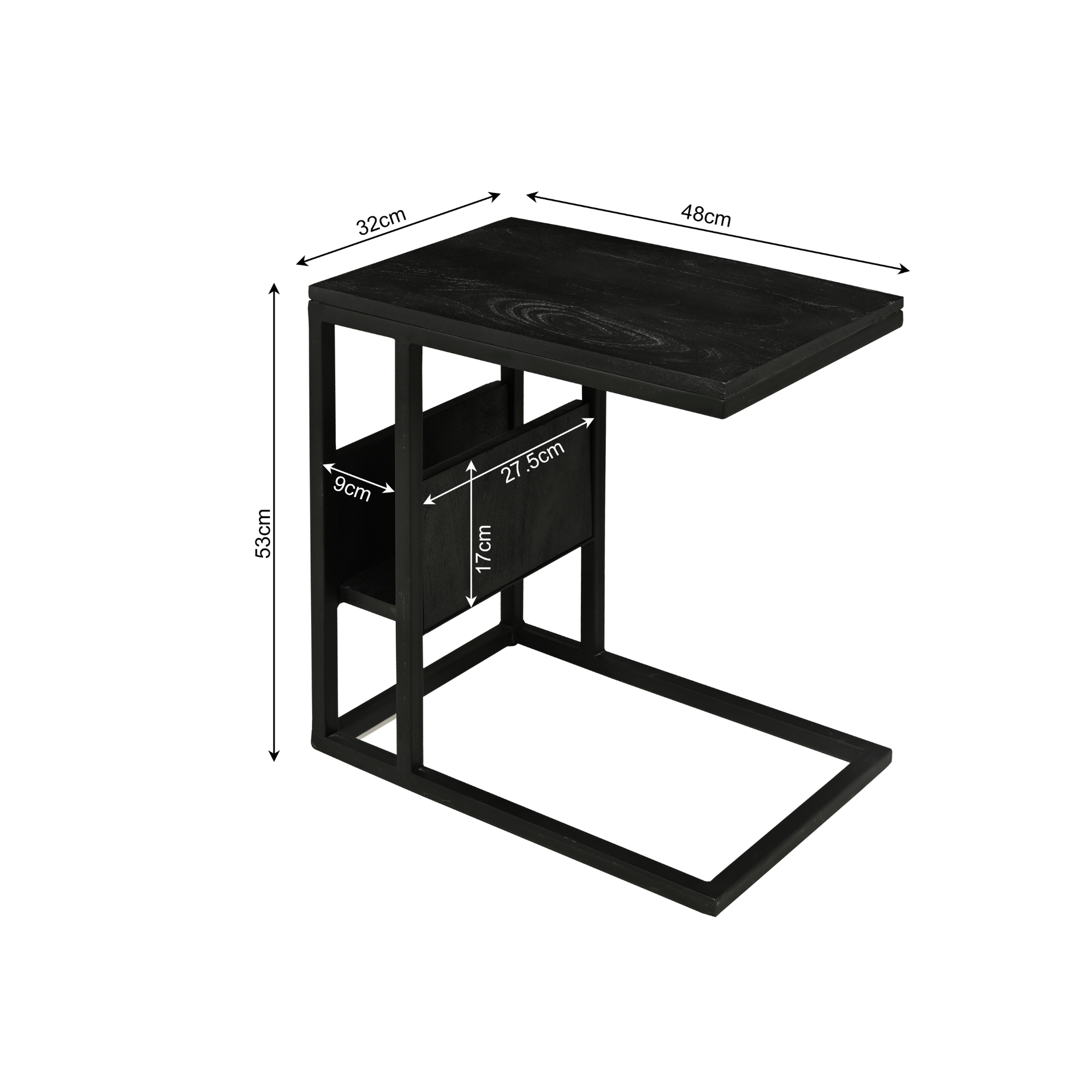 Slider Mangohout | Zwart Frame | Massief mango