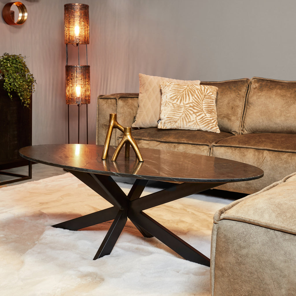 Salontafel Faye | Zwart marmer | Matrixpoot zwart