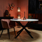Eettafel Lynn | Rond | Wit marmer & Zwart frame