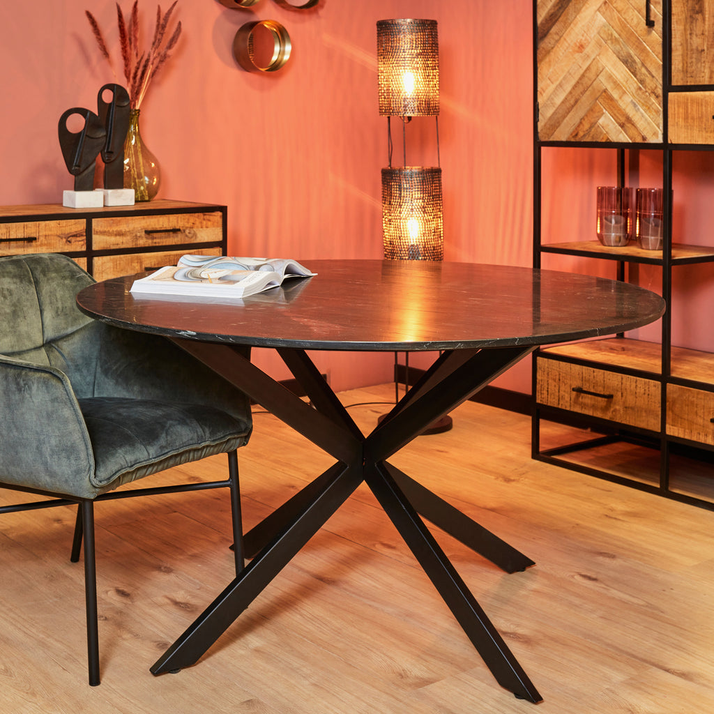 Eetkamertafel Lynn | Rond | Zwart marmer 150 cm