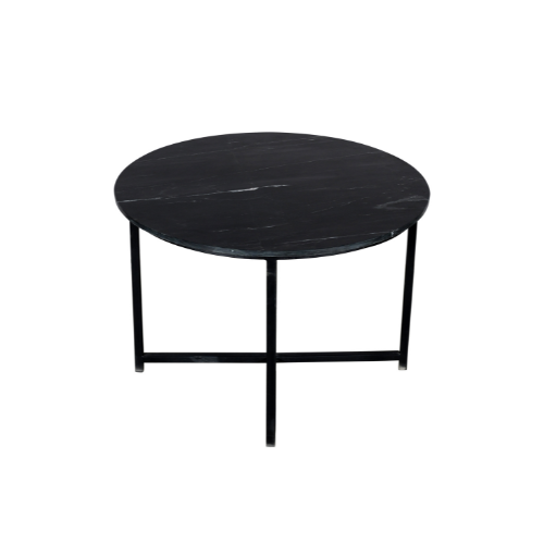 Salontafel Collin | Zwart marmer | Zwart onderstel