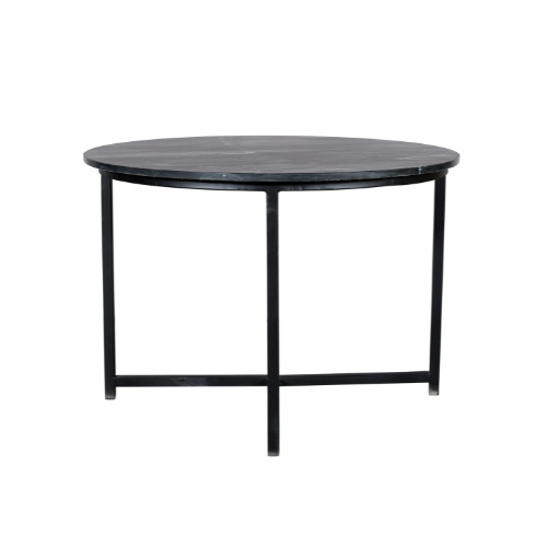 Salontafel Collin | Zwart marmer | Zwart onderstel