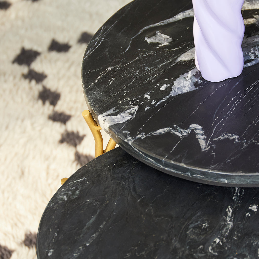 Salontafel Caly | Set van 2 | Zwart marmer & Goud