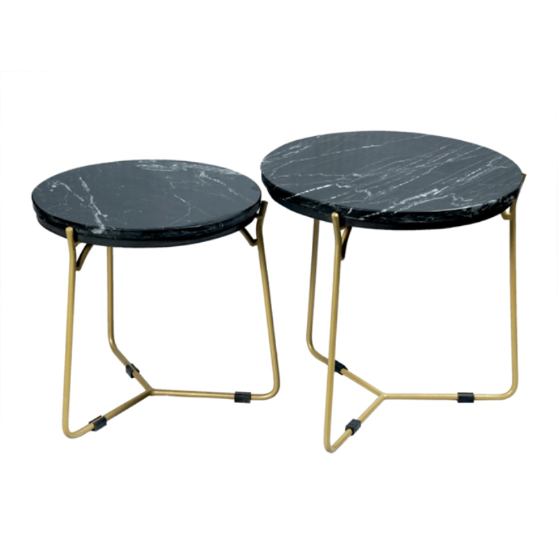 Salontafel Caly | Set van 2 | Zwart marmer & Goud