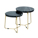 Salontafel Caly | Set van 2 | Zwart marmer & Goud
