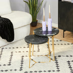 Salontafel Caly | Set van 2 | Zwart marmer & Goud