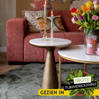 Bijzettafel Essy | Wit marmer | Ronde goudvoet