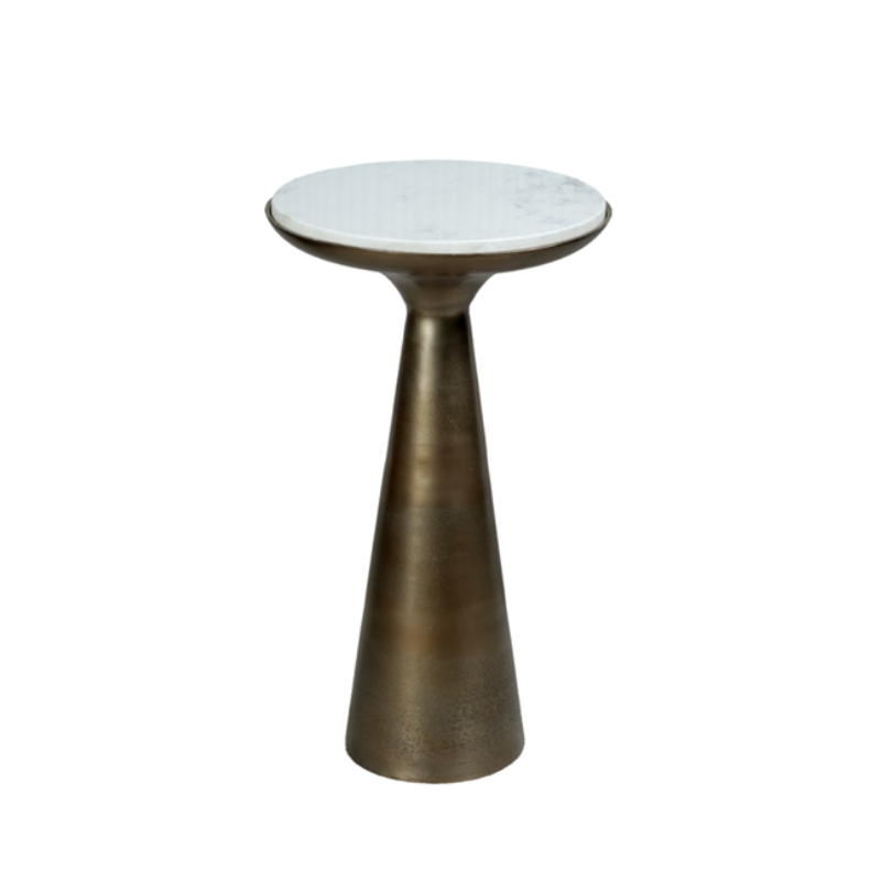 Bijzettafel Essy | Marmer Wit | Ronde Gouden voet