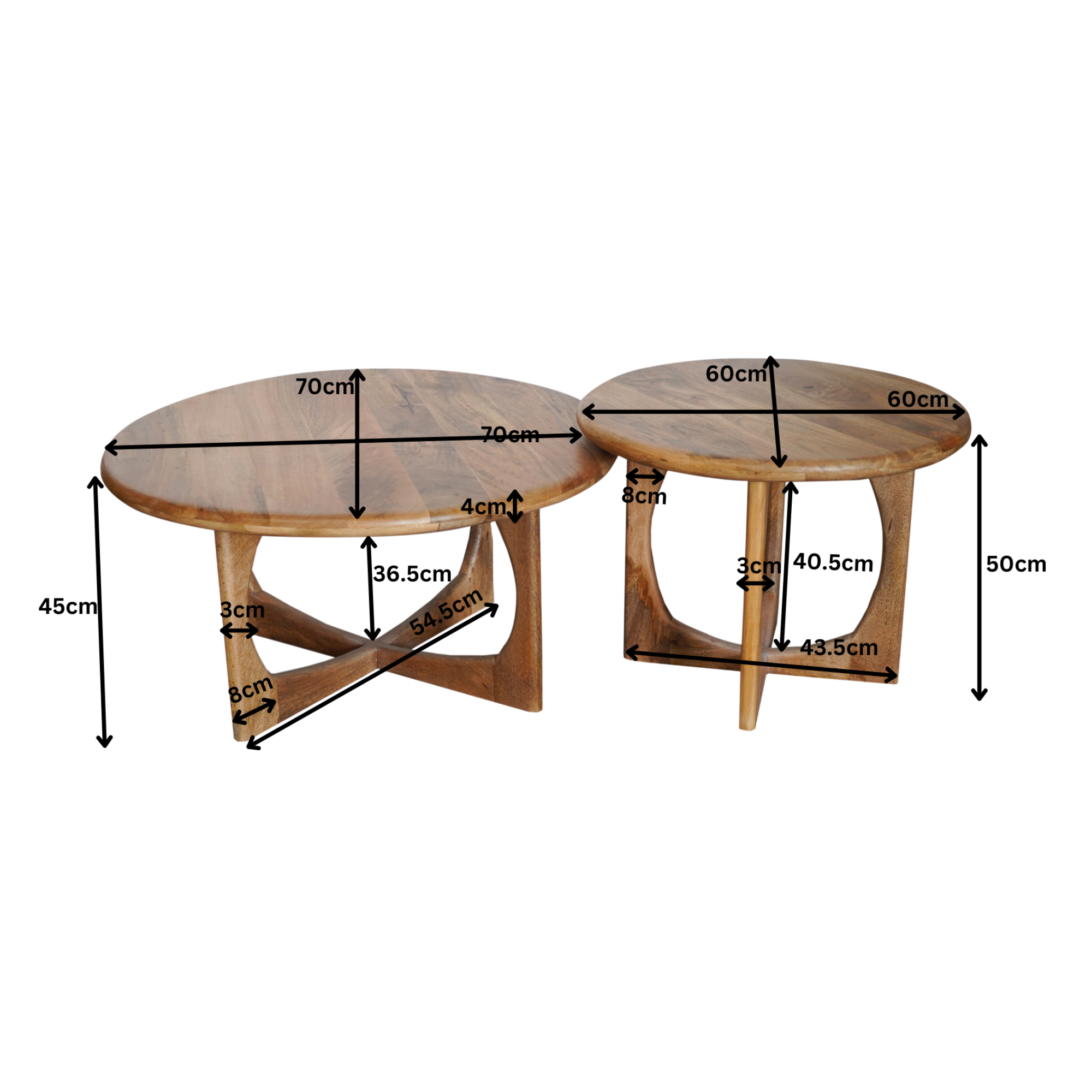 Salontafel Milou | Mango hout | Naturel | 70x70 cm