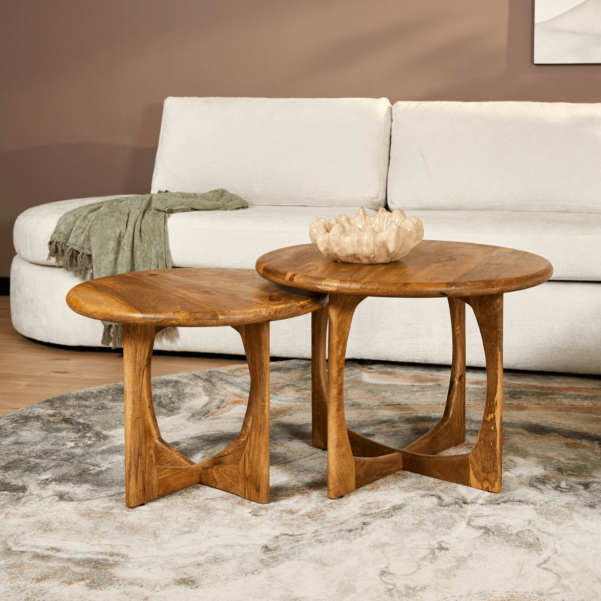 Salontafel Milou | Mango hout | Naturel | 70x70 cm