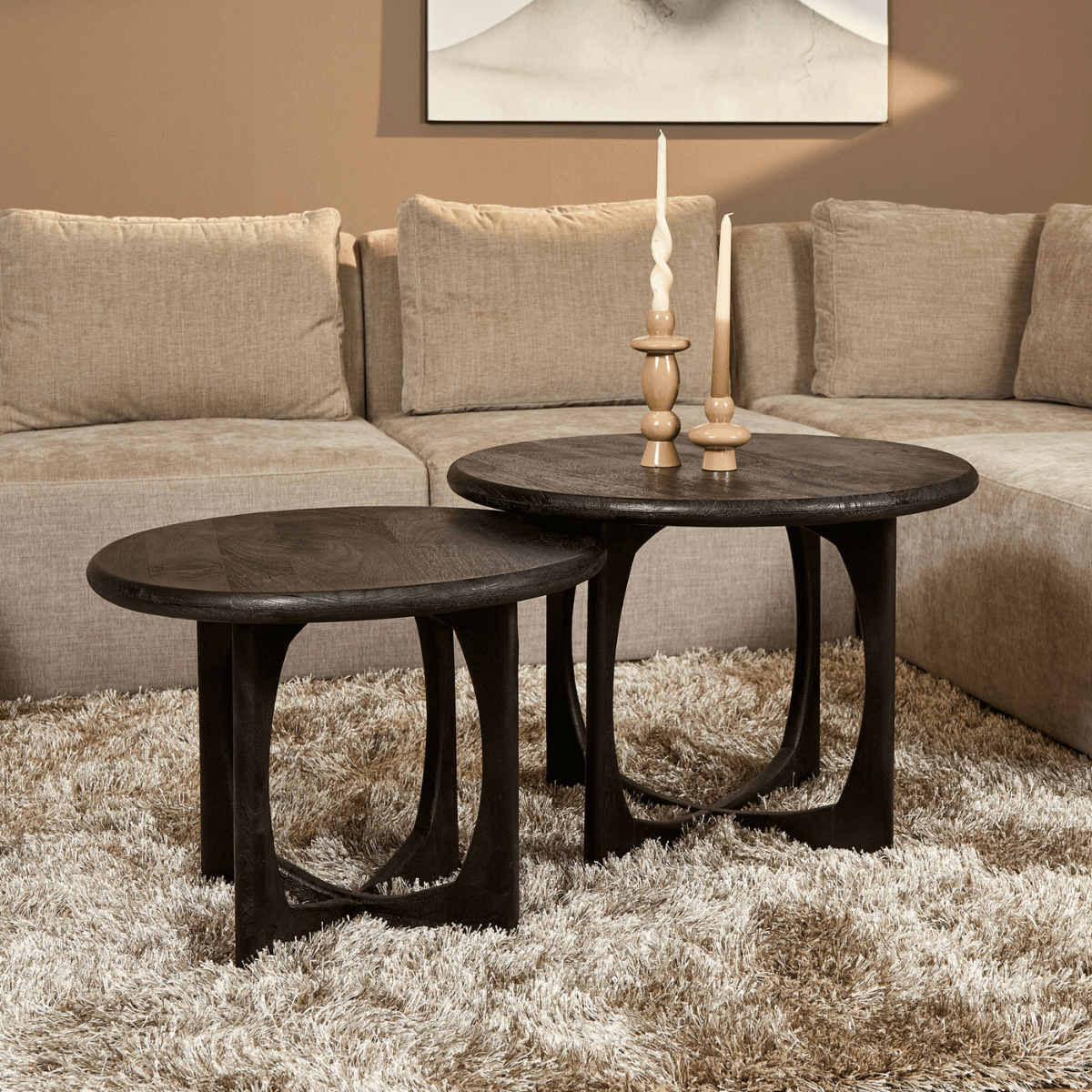 Salontafel Milou | Mango hout | Zwart | 70 cm
