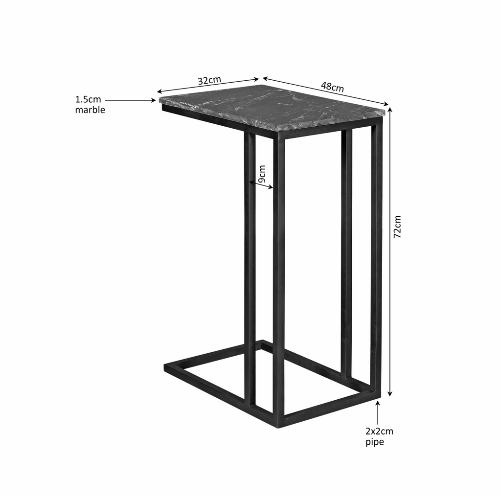 Bijzettafel Slider | Zwart Marmer | Metaal